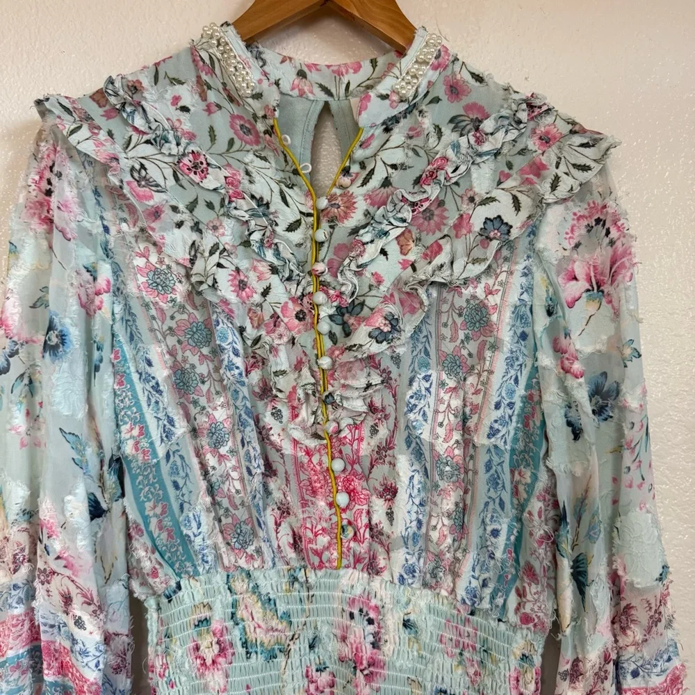 Hana Ruffled Floral Burnout Dress Size S - Picture 5 of 13